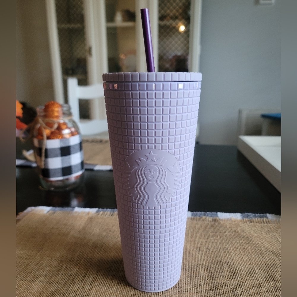 Starbucks soft touch, light Purple grid Tumbler